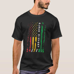 Camiseta Historia negra 24-7-365 Bandera africana estadouni