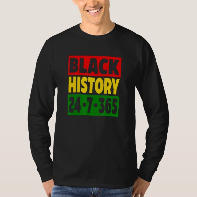 Camiseta Historia Negra 24 7 365 Oro Rojo E Inspirat Verde (Anverso)