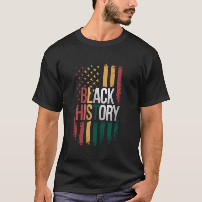 Camiseta Historia negra Bandera estadounidense patriota afr (Anverso)