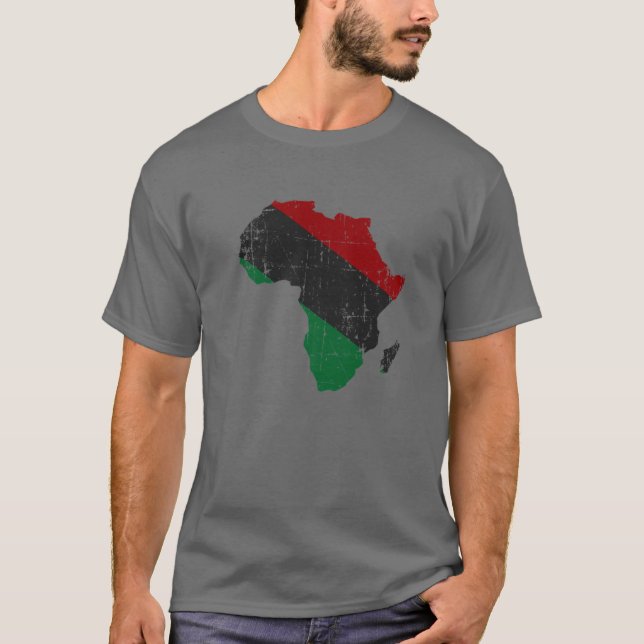 Camiseta Historia negra del continente del mapa panafricano (Anverso)