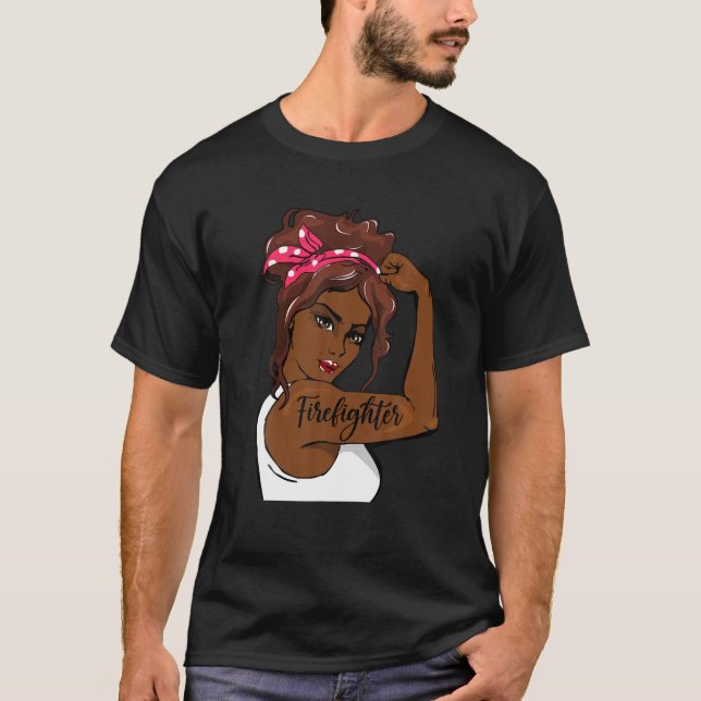 Camiseta Historia Negra Pin Up Rosie The Riveter Firefighte (Anverso)