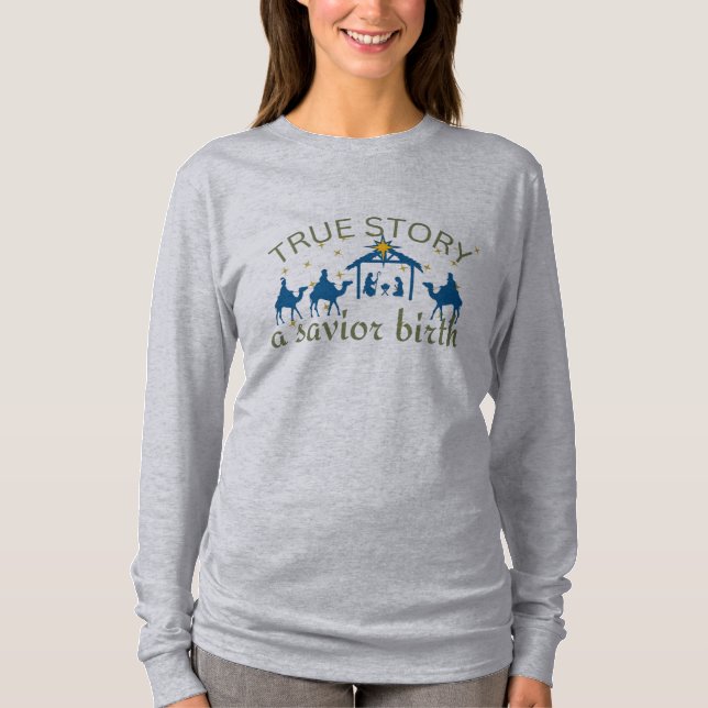 Camiseta Historia verdadera, natividad Jesús Navidades de l (Anverso)