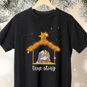 Camiseta Historia verdadera Navidades cristianos Natividad