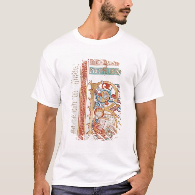 Camiseta Historiated rubrica "B" que representa a rey David (Anverso)