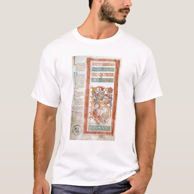 Camiseta Historiated rubrica "B" que representa a rey David (Anverso)