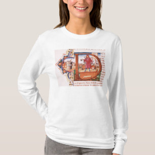 Camiseta Historiated rubrica "D" que representa a un