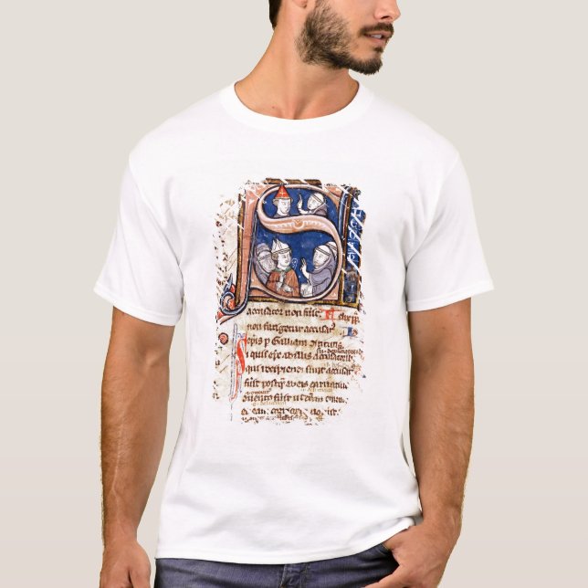 Camiseta Historiated rubrica "S" que representa a papa (Anverso)