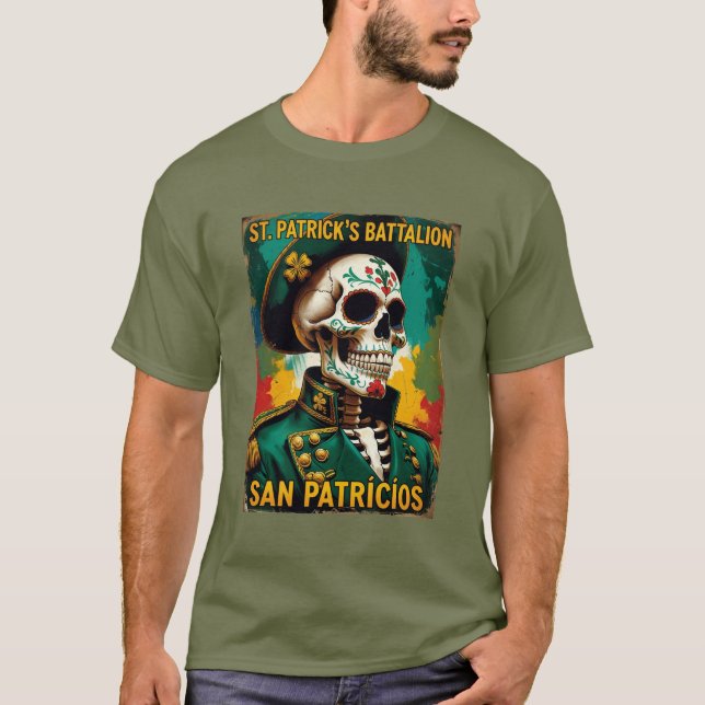 Camiseta Historical St Patricks Battalion Military Skeleton (Anverso)