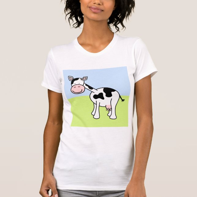 Camiseta Historieta blanco y negro de la vaca (Anverso)