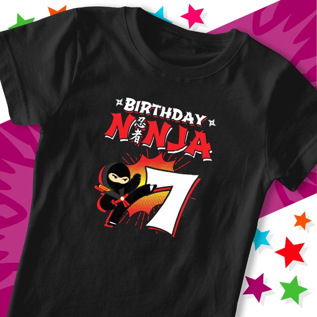 Camiseta Historieta de 7 años al estilo Ninja 7 cumpleaños (Subido por el creador)