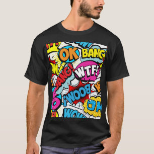 Camiseta Historieta de arte pop: Patrón retro sin problemas