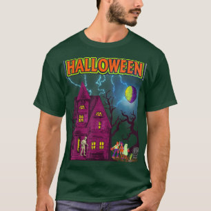 Camiseta Historieta del Fiesta nocturno Halloween de la Cas