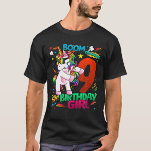 Camiseta Historietas De Cumpleaños De 9 Años Unicornio Flor
