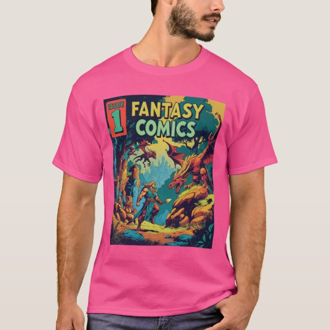Camiseta Historietas de fantasía: Una aventura retro desata (Anverso)