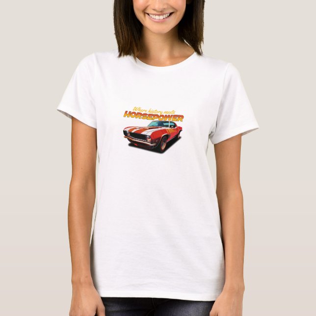 Camiseta History Meets Horsepower – Retro Muscle Car (Anverso)