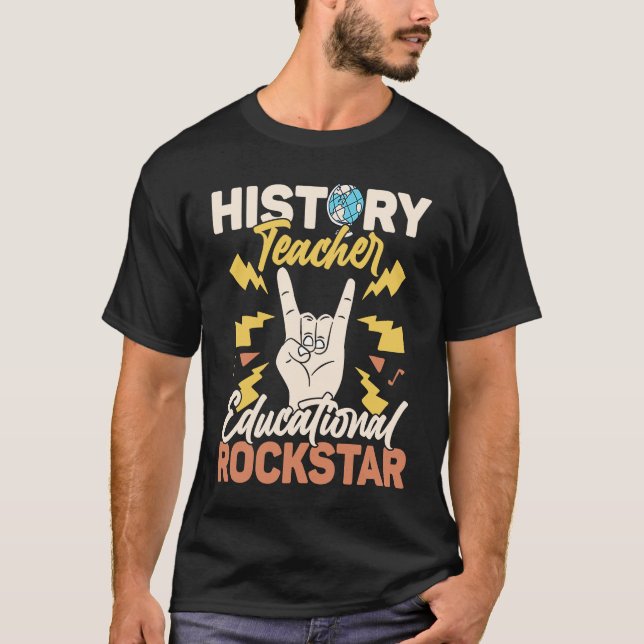 Camiseta History Teacher Educational Rockstar Education Pro (Anverso)