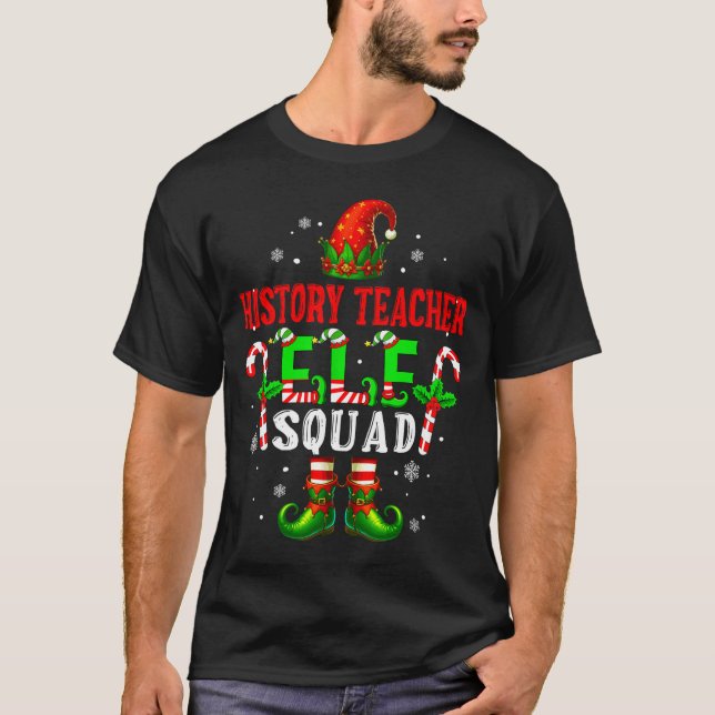 Camiseta History Teacher Elf Squad Xmas Elf Hat Scute Ss Cu (Anverso)