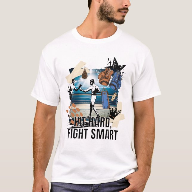 Camiseta Hit Hard FIght Smart - Boxing retro (Anverso)