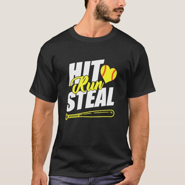 Camiseta Hit Run Steal Softball (Anverso)