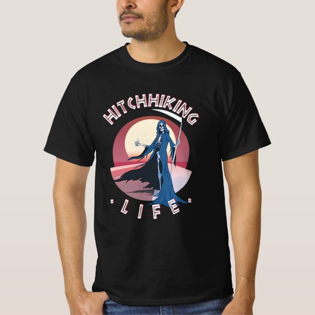 Camiseta Hitchwalk Life - Hitchhiker Grim Reaper (Anverso)
