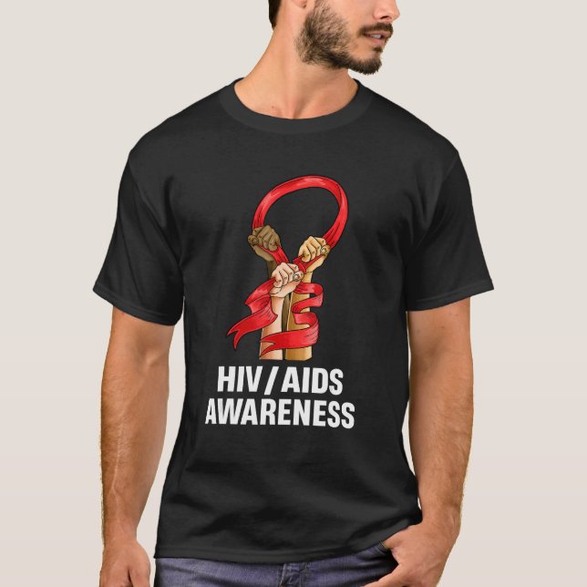 Camiseta HIV AIDS Awareness Month Red Ribbon Hand World Aid (Anverso)