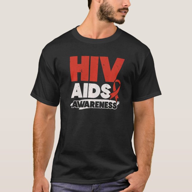 Camiseta HIV AIDS Awareness Red Ribbon Disability (Anverso)