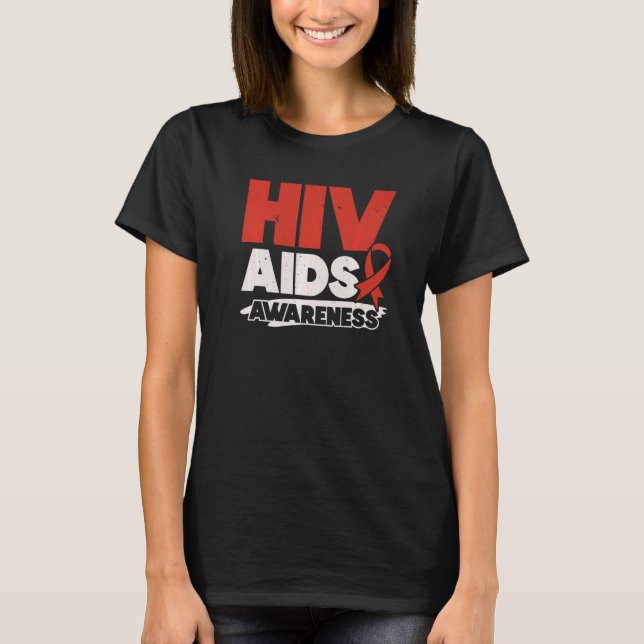 Camiseta HIV AIDS Awareness Red Ribbon Disability (Anverso)