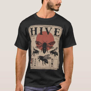 Camiseta Hive de abeja geométrica con sol rojo   Naturaleza