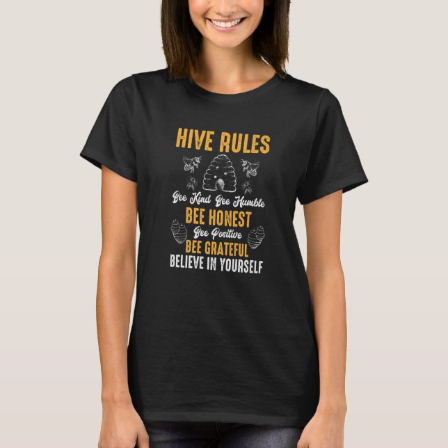 Camiseta Hive Rules Bee Kind Bee Humble Bee Pun (Anverso)