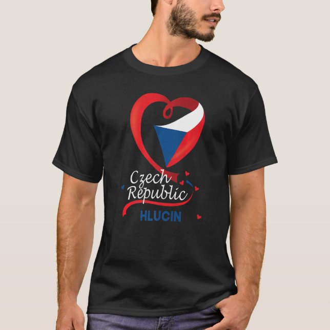 Camiseta Hlucin República Checa Bandera Del Corazón Cubiert (Anverso)