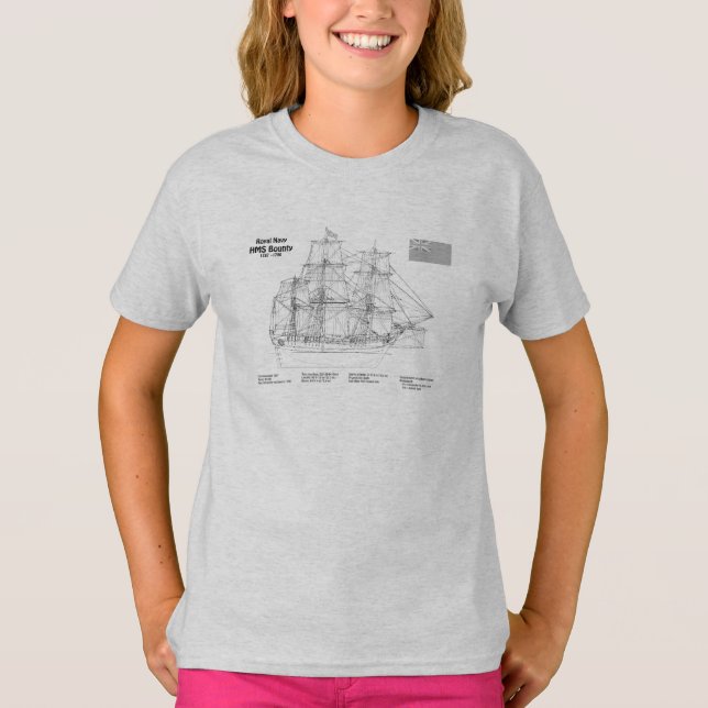 Camiseta HMS Bounty - Planes para el diseño de la huella de (Anverso)