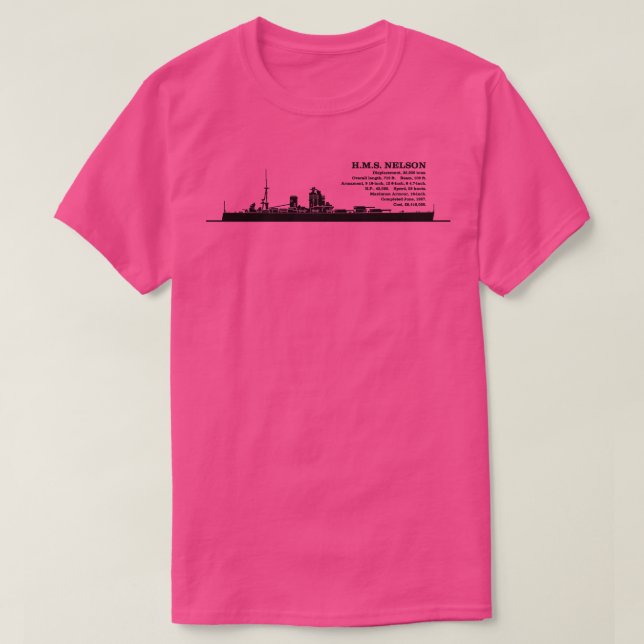 Camiseta HMS Nelson British Battleship Infographic Informat (Diseño del anverso)