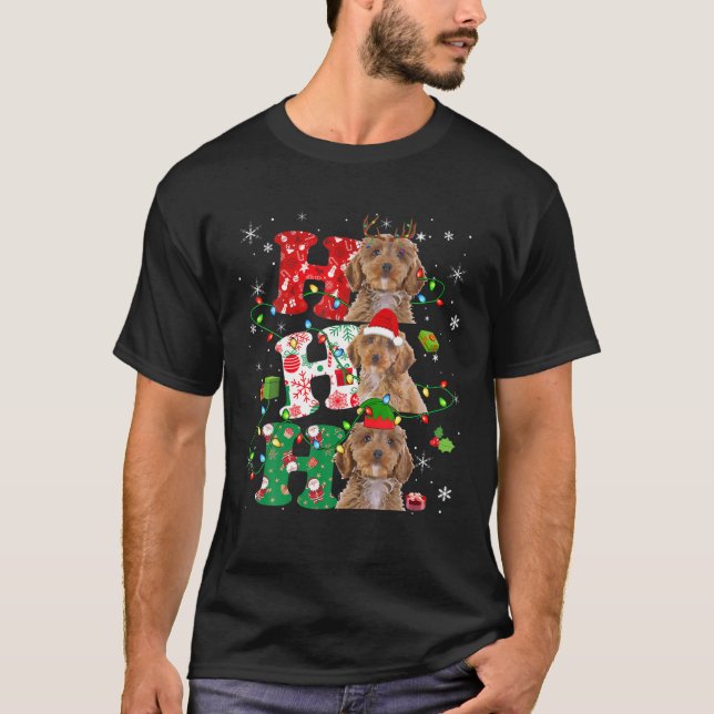 Camiseta Ho3 Christmas Lights Santa Elf Reindeer Cockapoo (Anverso)