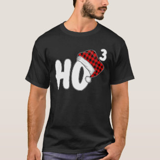 Camiseta Ho-3 Cubed Santa Red Plaid Claus Navidades Ho-Ho-H