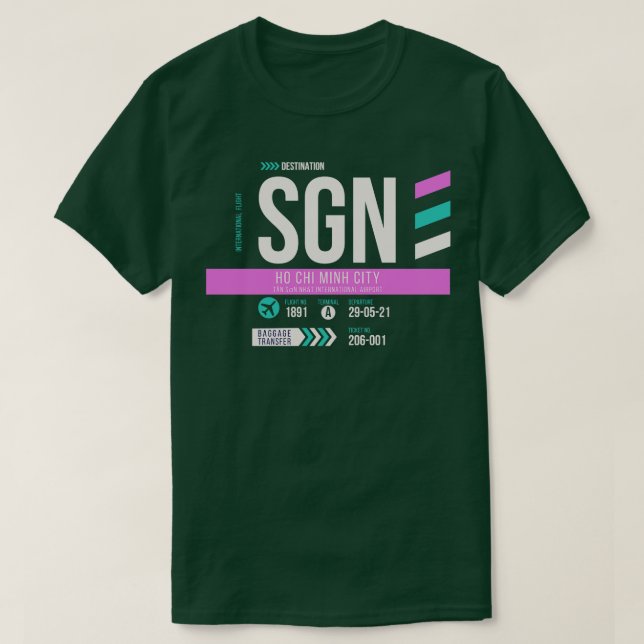 Camiseta Ho Chi Minh City SGN Código del aeropuerto Etiquet (Diseño del anverso)