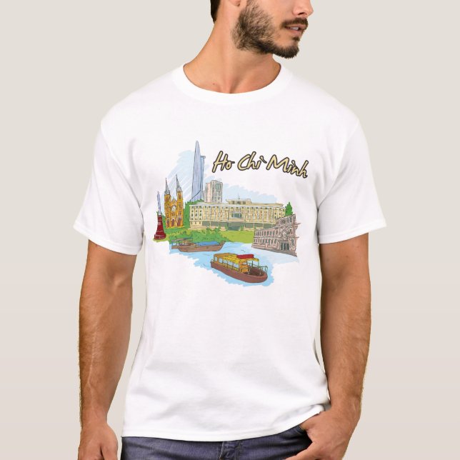 Camiseta Ho Chi Minh, ciudad famosa de Vietnam (Anverso)