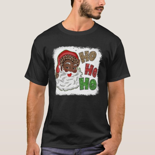 Camiseta Ho Ho African American Santa Black Feliz Navidad (Anverso)