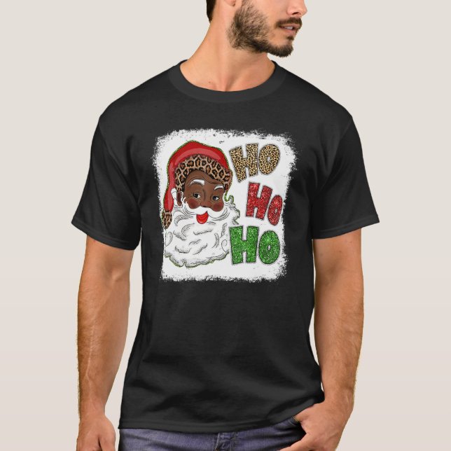 Camiseta Ho Ho African American Santa Black Feliz Navidad (Anverso)