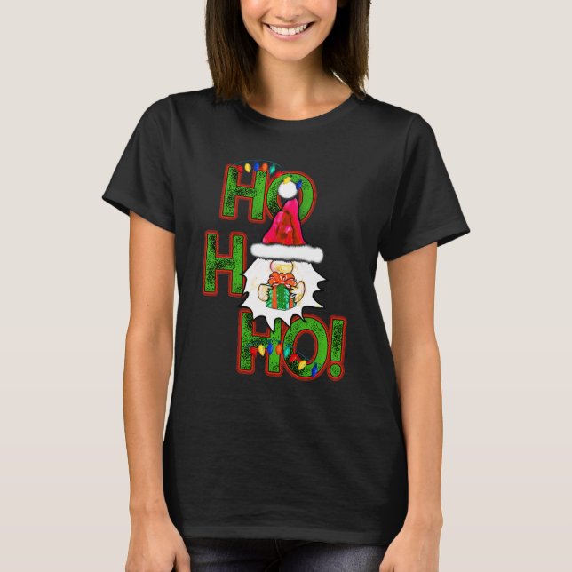 Camiseta ¡Ho! ¡Ho! Feliz Navidad Santa Gnome (Anverso)