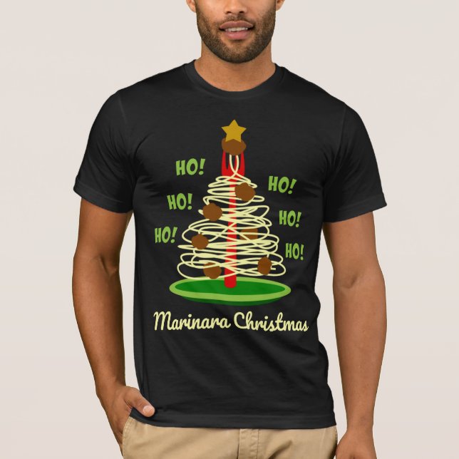 Camiseta ¡Ho! ¡Ho! ¡Ho! Árbol de pasta de los Navidades de  (Anverso)