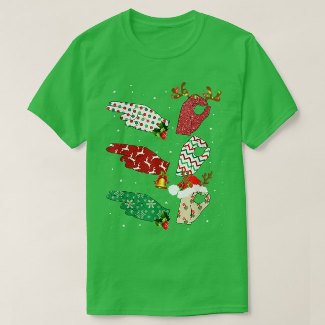 Camiseta Ho Ho Ho ASL Sign Language Matching Family Pajamas (Diseño del anverso)