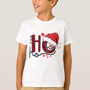 Camiseta Ho ho Ho Buffalo Red Plaid Santa Hat Navidades Fun
