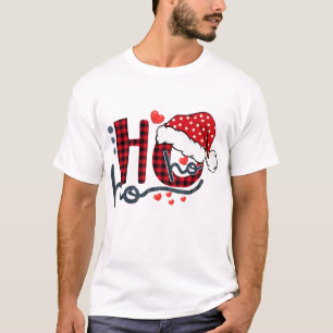 Camiseta Ho ho Ho Buffalo Red Plaid Santa Hat Navidades Fun