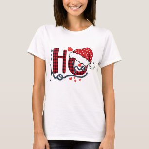 Camiseta Ho ho Ho Buffalo Red Plaid Santa Hat Navidades Fun