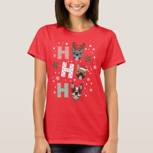 Camiseta Ho Ho Ho Bulldog francés Feliz Navidad