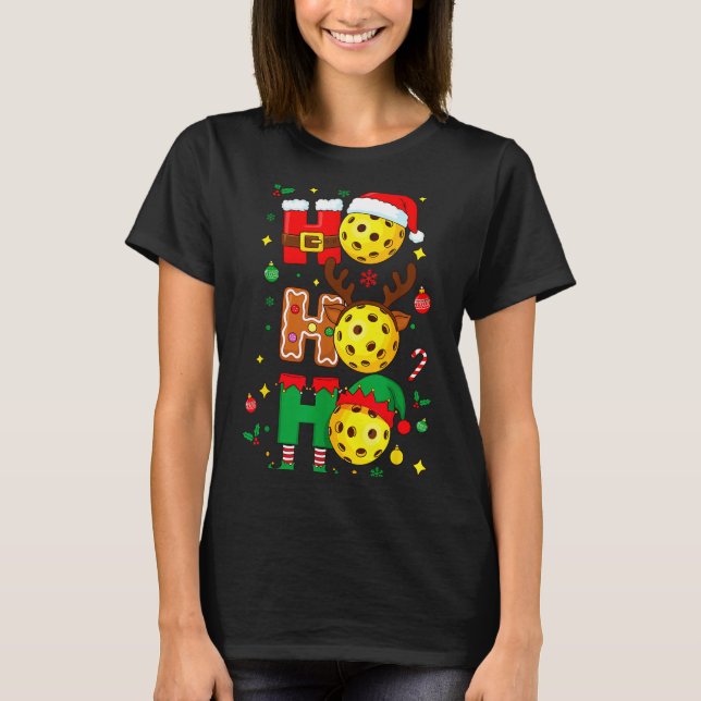 Camiseta Ho Ho Ho Ckleball Christmas, Funny Paddle Players  (Anverso)