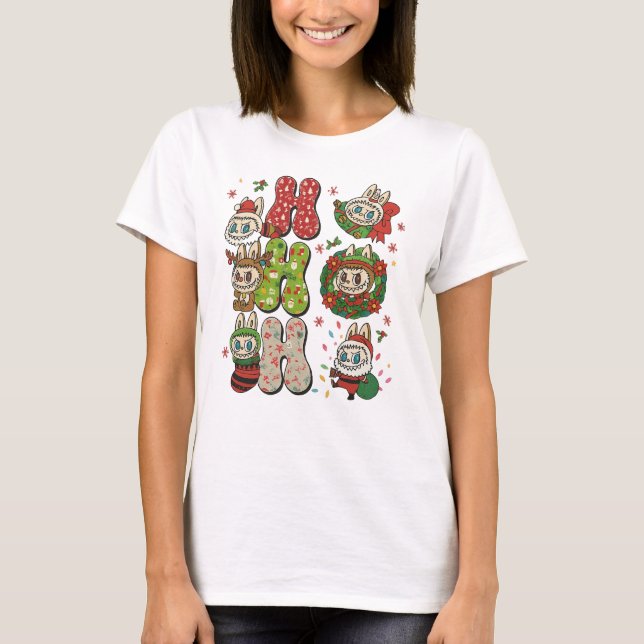 Camiseta Ho Ho Ho Cute Christmas Monster Characters Tee (Anverso)