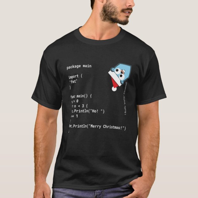 Camiseta ¡Ho! ¡Ho! ¡Ho! - Feliz Navidad - Vamos Golang Geek (Anverso)
