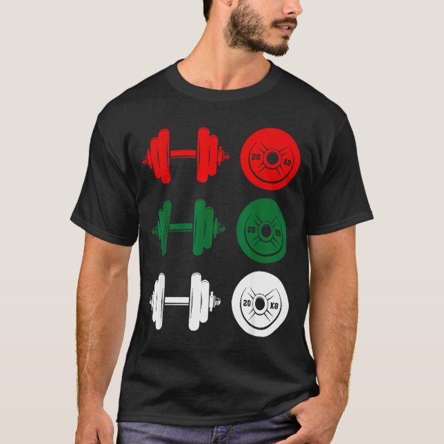 Camiseta Ho Ho Ho Funny Dumbbell Christmas Weightlifting Gy (Anverso)
