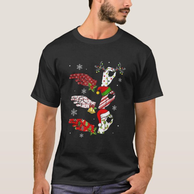Camiseta Ho Ho Ho Ho ASL Idioma Rótulo Familia Orgullo Sord (Anverso)